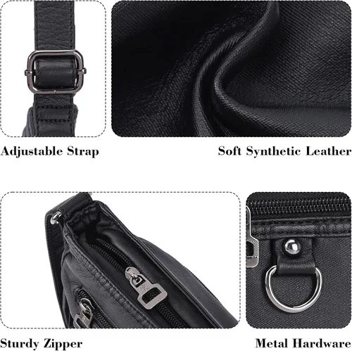 Vista 5 de MINICAT Bolsos cruzados para mujer, bolso cruzado con múltiples bolsillos, de cuero suave, bolso cruzado para mujer, bolsos de hombro pequeños