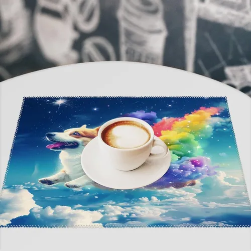 Vista 7 de Cute Rainbow Corgi Placemats Set of 6 Resistant Table Mats Washable Place Mats for Dinner Party Table Decoration