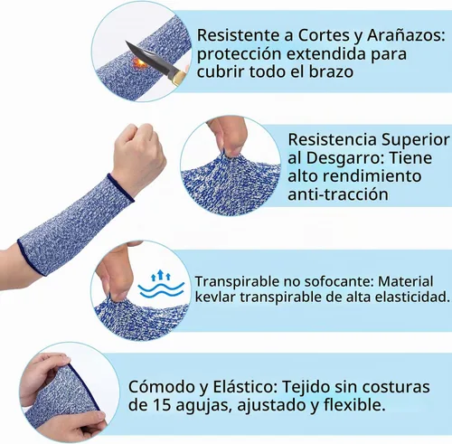 Vista 3 de ANCIRS Mangas resistentes a cortes para protección de brazos, mangas de jardinería, mangas de seguridad para mordeduras de perro