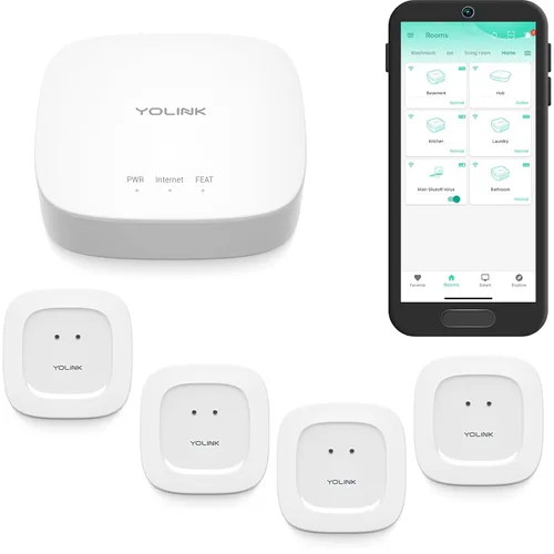 Vista 10 de Kit de inicio de fugas de agua YoLink: Hub + 2 sensores de fuga 1 (silencioso), LoRa de largo alcance, alertas por aplicación/SMS/correo