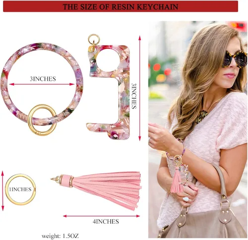 Vista 4 de Llavero pulsera pulsera pulsera acetato resina llavero pulsera llavero pulsera pulsera coche llavero para las mujeres
