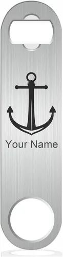 Vista 11 de LaserGram Abrebotellas, ancla de barco, grabado personalizado incluido (cuero sintético, negro y dorado)