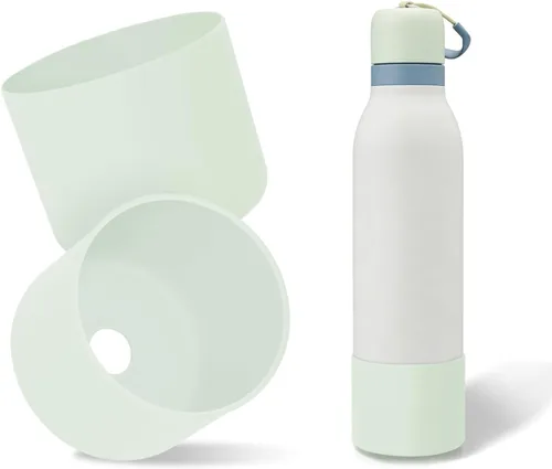 Vista 43 de 2 botas de silicona superiores para Owala FreeSip Twist de 24 onzas, funda inferior resistente a los arañazos, accesorios de botella de Owala