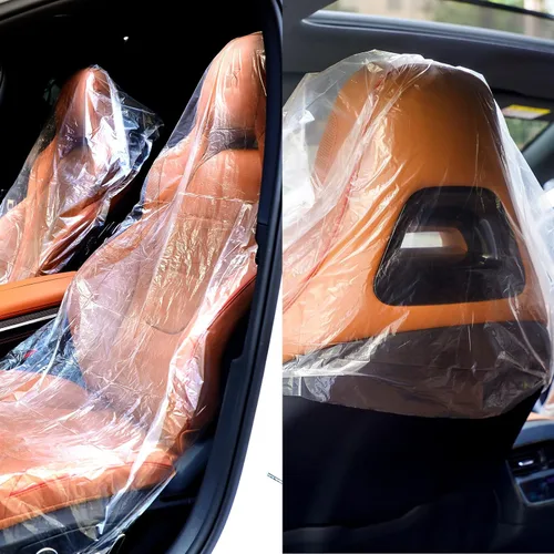Vista 2 de Tallew 250 Pcs Disposable Plastic Car Seat Covers Clear for Auto Truck
