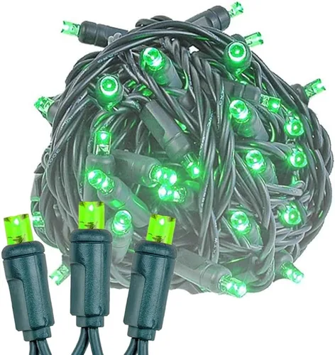 Vista 9 de Novelty Lights - Cadena de 11 pies con 50 luces LED ámbar para Navidad, para interior/exterior, espaciado de 2.5", luces de cadena de alambre verde