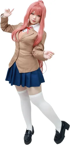 Vista 2 de C-ZOFEK Doki - Disfraz de cosplay de anime, uniforme escolar para mujer, conjunto completo