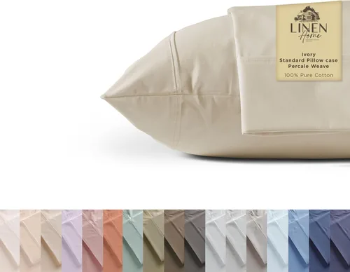 Vista 25 de Fundas de almohada 100% algodón percal con encaje fluer tamaño Queen/estándar, color blanco, 2 piezas de fundas de almohada, ropa de cama fuerte