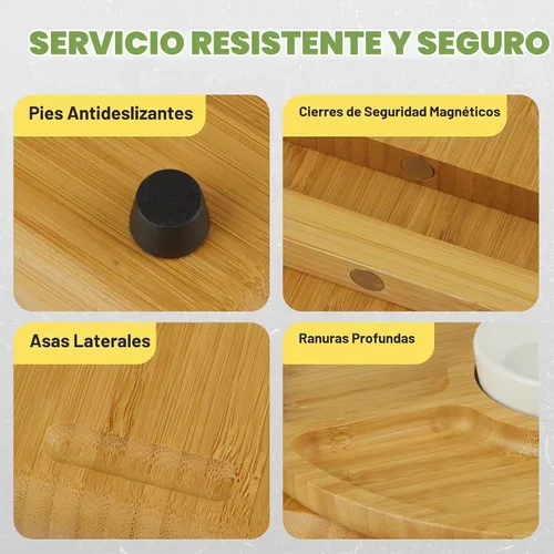 Vista 4 de Dynamic Gear Tabla de charcutería con cajones extraíbles, juego de tablas de queso de bambú expandible con utensilios, cuencos, bandejas