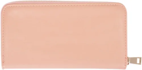 Vista 3 de Cartera de piel sintética con tachuelas y cremallera para mujer, Rosado
