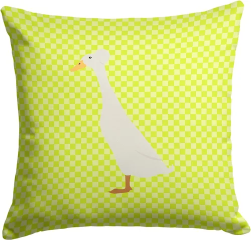 Vista 14 de Caroline's Treasures BB8163PW1414 Beltsville - Almohada decorativa de tela a cuadros pequeños, color blanco, pavo y gallina azul, lavable a máquina