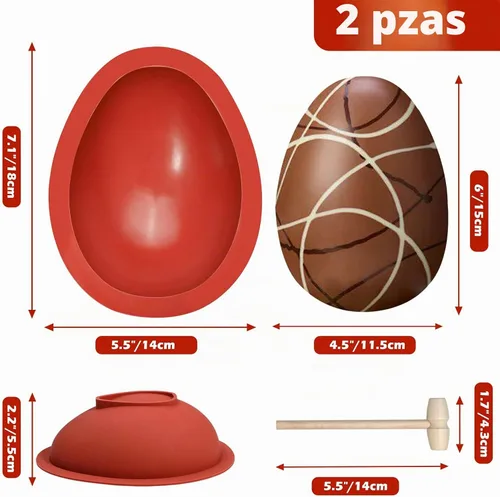Vista 3 de Webake Moldes de silicona para chocolate, molde grande 3D rompible para huevos de Pascua con 1 martillo para huevos de Pascua