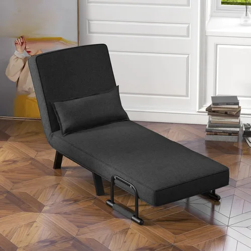 Vista 4 de KOMFOTT Sofá cama convertible 4 en 1 plegable con respaldo ajustable de 6 posiciones, tumbona tapizada con almohada extraíble, sofá reclinable