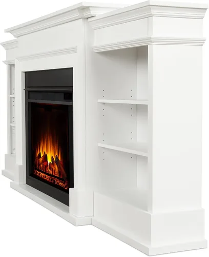 Vista 6 de Ashton - Soporte de TV con chimenea eléctrica de 92 pulgadas, color blanco Real Flame