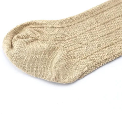 Vista 3 de Bestjybt Calcetines altos hasta la rodilla para bebés y niños, de algodón, con tubo de punto trenzado y volantes, 5 pares