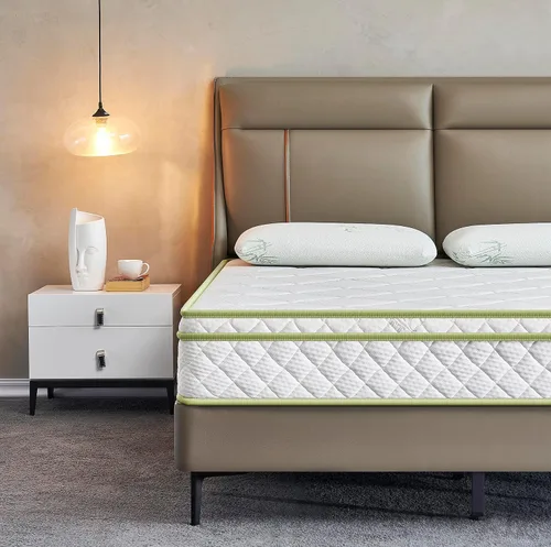 Vista 3 de Oliver & Smith - Colchón híbrido de espuma fresca y cómoda de 8 pulgadas con funda de algodón orgánico transpirable - Parte superior de almohada