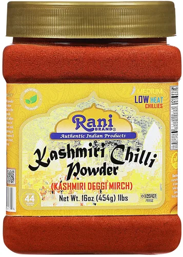 Vista 7 de Rani Kashmiri - Chile en polvo (Deggi Mirch, bajo calor) Especia india molida 25lbs (11.36kg) Caja a granel ~ 100% natural Sin sal Vegano Sin