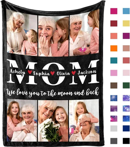 Vista 25 de Yofair envía al día siguiente, manta personalizada con foto, regalos personalizados para mamá, papá, manta con foto personalizada, regalos