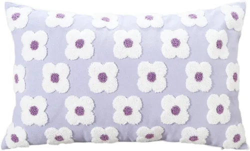 Vista 10 de DECOBIRD Funda de almohada bordada de 18 x 18 pulgadas, diseño floral beige, decoración del hogar, funda de almohada bordada de lona de algodón
