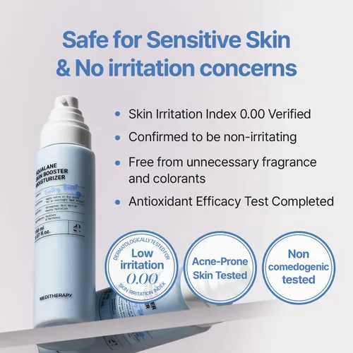 Vista 8 de MEDITHERAPY Squalane Skin Booster Moisturizer – 8% escualano + pantenol + ácido hialurónico Crema hidratante facial hidratante para piel sensible