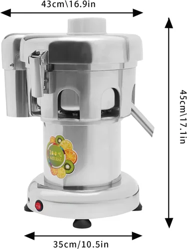 Vista 3 de Máquina de exprimidor, fabricante de jugo de frutas y verduras de 110V, extractor de jugo centrífugo construido de acero inoxidable, extractor