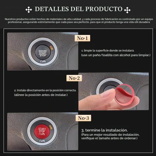 Vista 5 de LECART Pegatina Roja de Cubierta de Botón de Arranque que se Ajusta para Dodge Charger/Challenger/Durango/Ram 1500 Accesorios