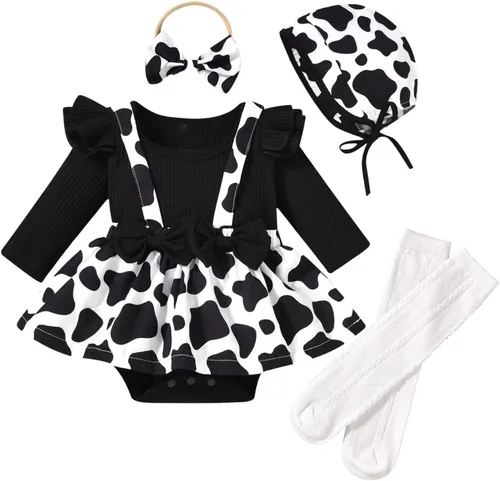 Vista 41 de Unutiylo Ropa de bebé recién nacida prematura con tirantes, traje de otoño e invierno, traje de manga larga con volantes