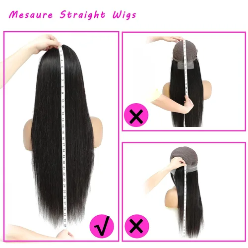 Vista 4 de Pelucas de encaje frontal rectas de cabello humano bunGiol pre arrancadas con cabello de bebé HD Pelucas de encaje frontal 13x4 sin pegamento
