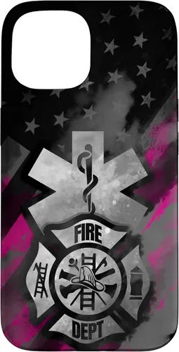 Vista 6 de EMT EMS Firefighter Pink Smoke Line USA American Flag Case for iPhone 17