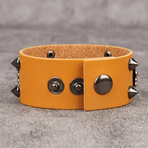 Vista 6 de Jeilwiy Pulseras de cuero punk para hombres, pulseras hechas a mano, brazalete ancho, joyería trenzada, color negro y marrón, ajustable, regalos