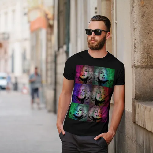 Vista 3 de Wellcoda Marilyn Art Celebrity Mens T-Shirt, Street Graphic Printed Tee
