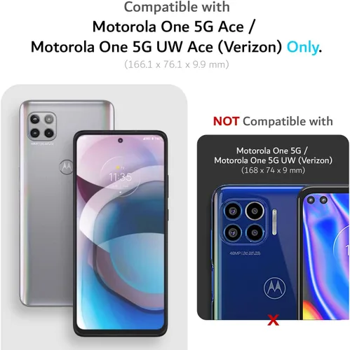Vista 2 de TUDIA DualShield - Funda para teléfono Motorola One 5G ACE 2021, [Fusionar] a prueba de golpes, grado militar, doble capa, resistente, delgada