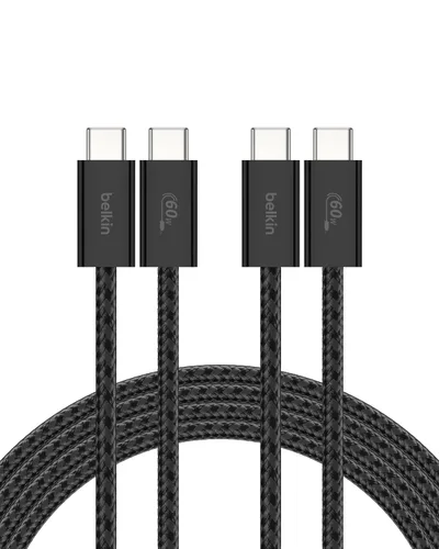 Vista 27 de Belkin Cable USB C a USB C, 3.3 pies, 60 W, cargador tipo C, cable de carga para iPhone, suave, trenzado, flexible para iPhone 16, Galaxy S25, Pixel