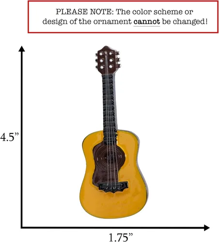 Vista 2 de Adorno de Navidad personalizado de guitarra acústica para instrumento musical 2026 Adorno de guitarra acústica de madera para árbol de Navidad