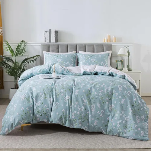 Vista 92 de HoneiLife Juegos de Fundas de Edredón Twin - Funda de Edredón Floral 100% Algodón, Juego de Ropa de Cama Transpirable de 2 Piezas con Cierre