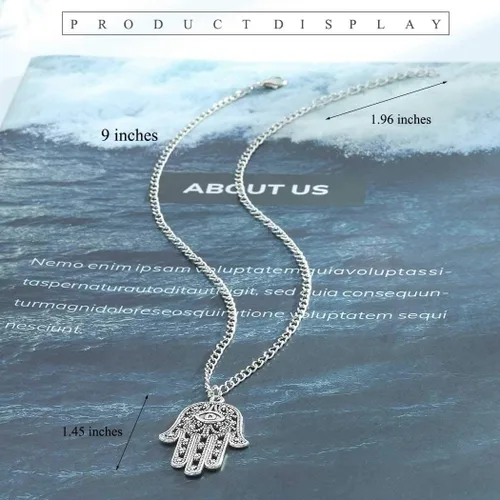 Vista 7 de CanB Pendant Chain Necklace Hamsa Fatima Hand Drop Necklace Evil eye Fashion Jewelry Necklace for Women and Girls