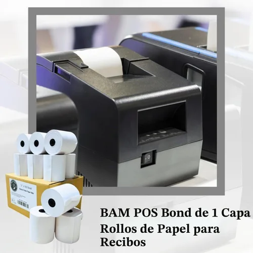 Vista 2 de BAM POS Rollos de papel de recibo de 3" x 150' 1 capa Bond (No Térmico) para impresoras de impacto de cocina TMU200, SRP275 Star SP700 – Adecuado