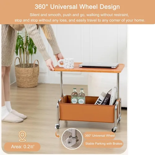 Vista 5 de Mesa Auxiliar Sofá Mesa Para Cama Pequeña con Ruedas Mesita Portatil Bandeja Sofá Mesas Auxiliares de Café Multifunción con Espacio