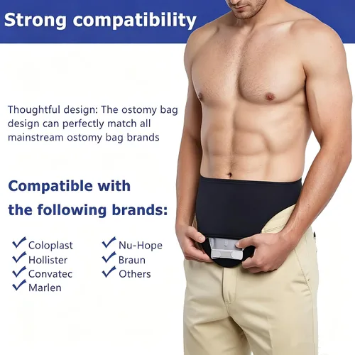 Vista 4 de Cinturón de ostomía Funda para bolsa de ostomía Envoltura de ostomía para deporte y natación Cinturones de apoyo de ostomía para hombres