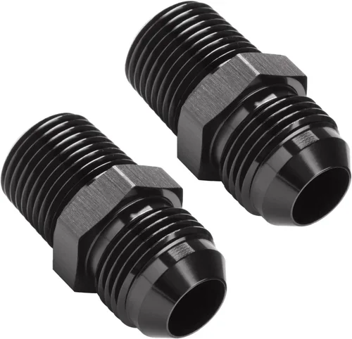 Vista 58 de 3AN macho Flare a 1/4 NPT tubo macho 90 grados codo adaptador unión aluminio negro