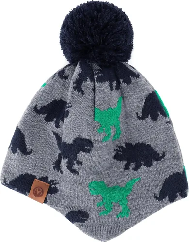 Vista 3 de Duoyeree - Gorro Beanie para niños y niñas, con pompón, forro acogedor, gorro de invierno