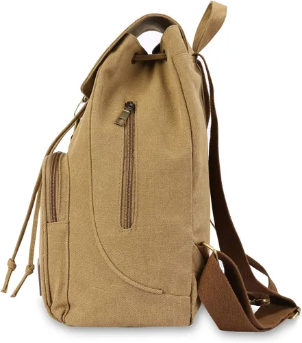 Vista 25 de Mochilas de lona a la moda, bolso casual para compras al aire libre, mochila deportiva, senderismo, viajes, bolsa multiusos, Café, Mochilas