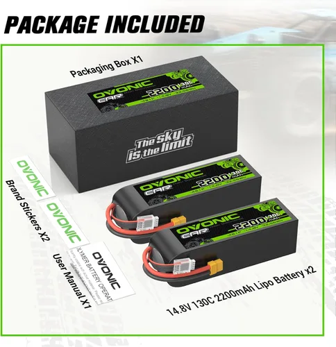 Vista 6 de OVONIC 4S LiPo Batería 2200mAh 14.8V 130C RC Batería con XT60 Conector