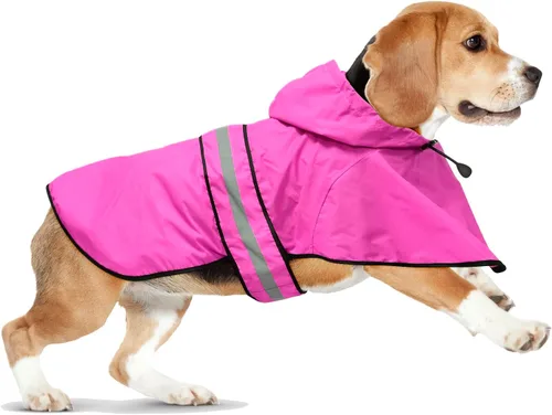 Vista 13 de Impermeables para Perros - Impermeables con Capucha para Perros, Chaqueta de Lluvia Reflectante Ajustable para Perros, Chaqueta de Lluvia Resistente