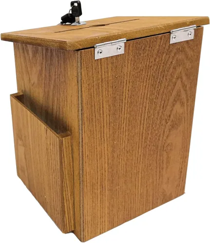 Vista 6 de FixtureDisplays Caja, colección de iglesia donación benéfica con cruz 7.5 pulgadas de ancho x 7.5 pulgadas de alto x 9-7/8 pulgadas de profundidad