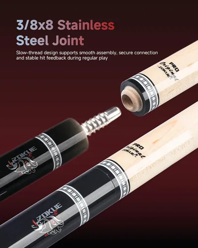 Vista 6 de Eje de arce Carom Cue Stick de 56 pulgadas y 18oz Rojo