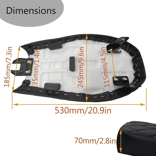 Vista 6 de Asiento de motocicleta Cafe Racer asiento vintage para Honda CB125 CB175 CB200 CB350 CB360 CB400 CB450 CB500 Kawasaki KZ400 KZ550 K750 Z650 W650