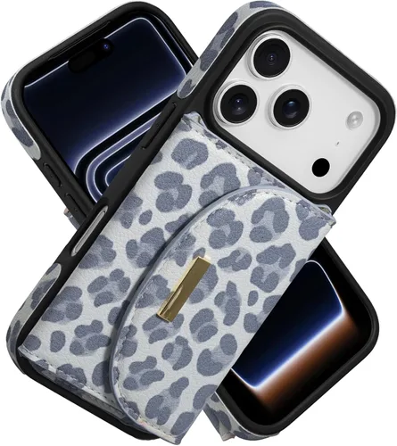 Vista 64 de Funda tipo cartera de Keallce para iPhone 14 Pro de 6.1 pulg., funda con tapa y ranuras para tarjetas, soporte con anillo, funda protectora de piel
