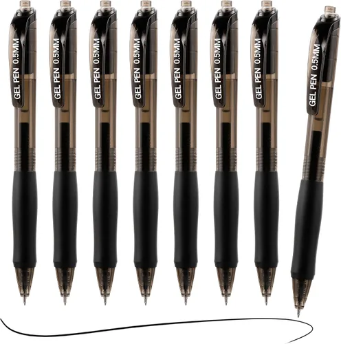 Vista 9 de USUAL Bolígrafos de gel de 0.020 in, paquete de 12 bolígrafos retráctiles de tinta negra de punta fina, escritura suave de secado rápido, no se