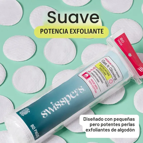 Vista 5 de Swisspers - Círculos exfoliantes premium de algodón – 80 unidades (paquete de 3) – 100% algodón puro, almohadillas de superficie de doble cara