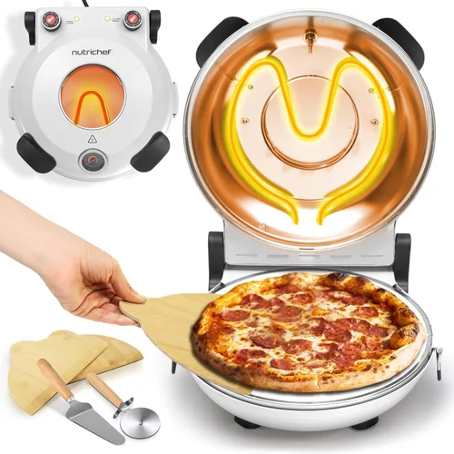 Vista 10 de NutriChef Horno eléctrico para pizza Máquina de pizza de encimera de 1200 W con control de temperatura y termómetro Ventana de visualización